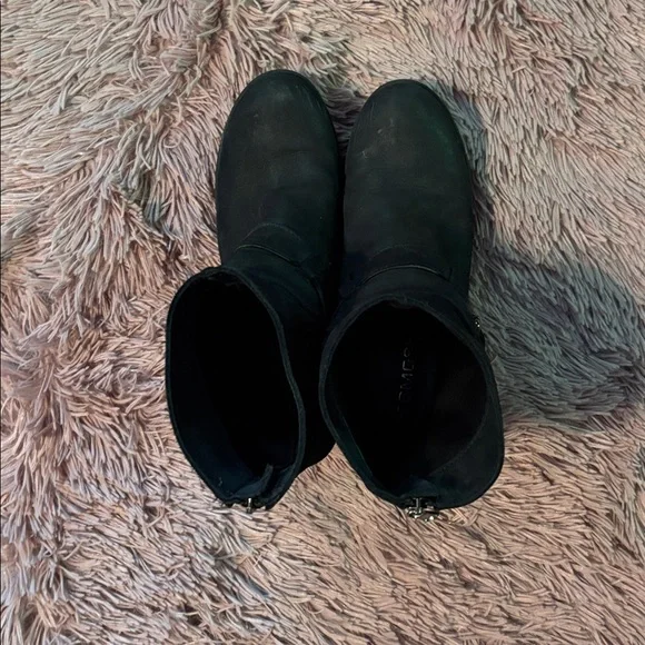 Black Ankle Moto Boots with Buckle - Picture 2 of 6